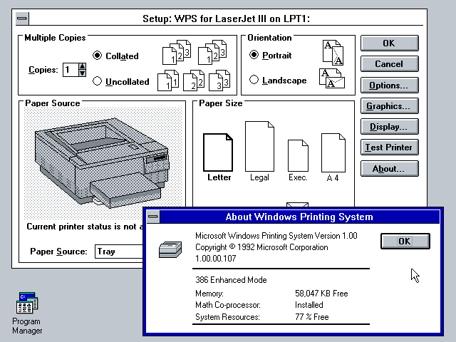 Windows Printing System 1.0 - About